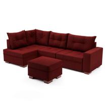 Sofá de Canto 7 Lugares Glória Suede Vermelho