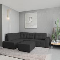 Sofá de Canto 8 Lugares com Chaise 2,71m Industrial Suede Cinza Ipanema