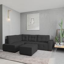 Sofá de Canto 8 Lugares com Chaise 2,71m Industrial Suede Ipanema Cinza