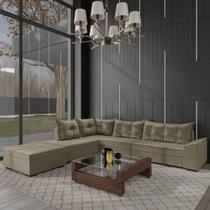 Sofá de Canto 9 Lugares com Puff Itapema Sofá de Canto 9 Lugares com Puff Itapema