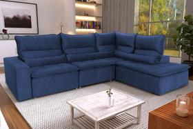 Sofá De Canto Amsterdam Azul Molas Retrátil Reclinável - King House