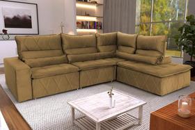 Sofá De Canto Amsterdam Bege Molas Retrátil Reclinável - King House Sofá De Canto Amsterdam Bege Molas Retrátil Reclinável - King House