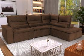 Sofá De Canto Amsterdam Marrom c Molas Retrátil Reclinável King House Sofá De Canto Amsterdam Marrom c Molas Retrátil Reclinável King House