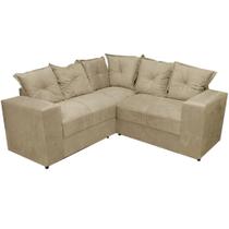 Sofá de Canto Belo 4 Lugares 180cm x 180cm Tecido Suede Felipe Estofados Cor Bege Sofá de Canto Belo 4 Lugares 180cm x 180cm Tecido Suede Felipe Estofados Cor Bege