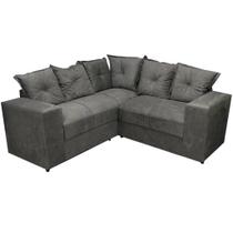 Sofá de Canto Belo 4 Lugares 180cm X 180cm Tecido Suede Felipe Estofados Cor Cinza Sofá de Canto Belo 4 Lugares 180cm X 180cm Tecido Suede Felipe Estofados Cor Cinza