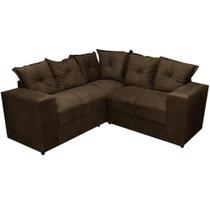 Sofá de Canto Belo 4 Lugares 180cm x 180cm Tecido Suede Felipe Estofados Cor Marrom Sofá de Canto Belo 4 Lugares 180cm x 180cm Tecido Suede Felipe Estofados Cor Marrom