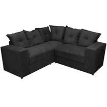 Sofá de Canto Belo 4 Lugares 180cm x 180cm Tecido Suede Felipe Estofados Cor Preto