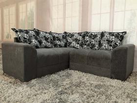Sofá de Canto Belo 5 Lugares Suede Cinza/Floral 605/37