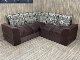 Sofá de Canto Belo 5 Lugares Suede Marrom/Floral 603/425 Sofá de Canto Belo 5 Lugares Suede Marrom/Floral 603/425