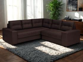 Sofá de Canto Berlim 5 Lugares União Estofados Veludo Marrom Sofá de Canto Berlim 5 Lugares União Estofados Veludo Marrom