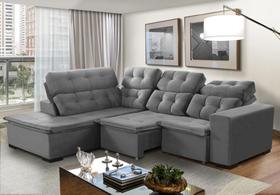 Sofá de Canto Berlim Retrátil/Reclinável 6 Lug cinza Pillow c/molas bonnel 2,20x2,80 - Sofá Casa Sofá de Canto Berlim Retrátil/Reclinável 6 Lug cinza Pillow c/molas bonnel 2,20x2,80 - Sofá Casa
