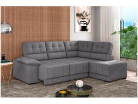 Sofá de canto Besthouse Firenze retrátil e reclinável 5 lugares em tecido suede veludo Cinza