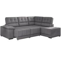Sofá de canto Besthouse Firenze retrátil e reclinável 5 lugares em tecido suede veludo Cinza