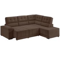 Sofá de canto Besthouse Firenze retrátil e reclinável 5 lugares em tecido suede veludo Marrom