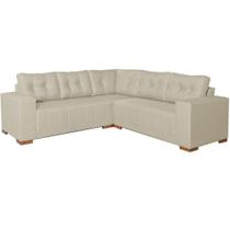 Sofá de Canto Bonfim 7 Lugares 236cm x 236cm Tecido Linho Lufer Cor Bege