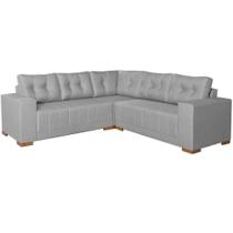 Sofá de Canto Bonfim 7 Lugares 236cm x 236cm Tecido Linho Lufer Cor Cinza Sofá de Canto Bonfim 7 Lugares 236cm x 236cm Tecido Linho Lufer Cor Cinza