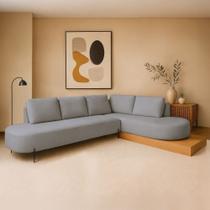 Sofá de Canto Boreal Base de Madeira Direito Bouclé