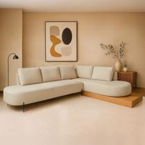 Sofá de Canto Boreal Base de Madeira Direito Bouclé