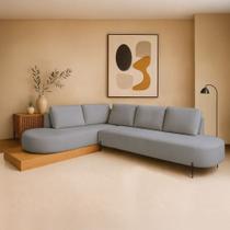 Sofá de Canto Boreal Base de Madeira Esquerdo Bouclé