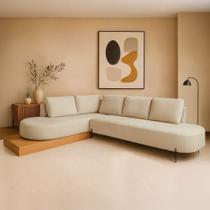 Sofá de Canto Boreal Base de Madeira Esquerdo Bouclé