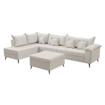 Sofá de Canto Cancun Linho Natural - Modern Sofá de Canto Cancun Linho Natural - Modern