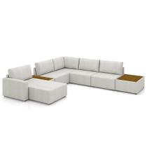 Sofá de Canto Chaise 5 Lugares 291cm Bristol M22 Linho Cru - Mpozenato Sofá de Canto Chaise 5 Lugares 291cm Bristol M22 Linho Cru - Mpozenato