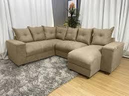 Sofá de Canto Chaise com Espreguiçadeira Bege Sofá de Canto Chaise com Espreguiçadeira Bege