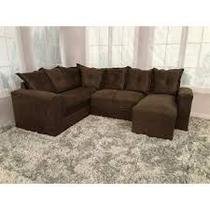 Sofá de Canto Chaise com Espreguiçadeira Marrom