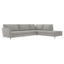 Sofá de Canto Chaise Direito 287 cm Olívia Suede Cinza G52 - Gran Belo