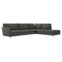 Sofá de Canto Chaise Direito 287 cm Olívia Suede Grafite G52 - Gran Belo
