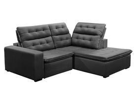 Sofá de Canto Chaise Direito Retrátil Reclinável Compact Velusoft Molas Espirais 1 Tok Estofados Sofá de Canto Chaise Direito Retrátil Reclinável Compact Velusoft Molas Espirais 1 Tok Estofados