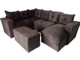 Sofá de Canto com Chaise + Puff Marrom Sofá de Canto com Chaise + Puff Marrom