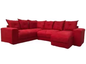 Sofá de Canto com Espreguiçadeira Vermelho Liso Sofá de Canto com Espreguiçadeira Vermelho Liso