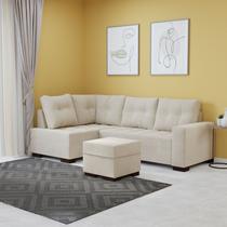 Sofá de Canto com Puff 6 Lugares 238cm Gávea