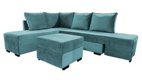 Sofá de Canto Com Puff - 6 Lugares - Almofadas Soltas - Espuma D33 - 6 Posições - Tiffany