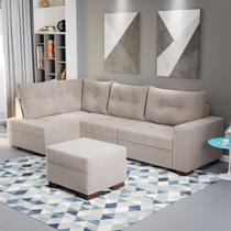 Sofá de Canto com Puff 7 Lugares 238cm Gloria Bege Sofá de Canto com Puff 7 Lugares 238cm Gloria Bege
