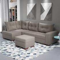 Sofá de Canto com Puff 7 Lugares 238cm Gloria Cinza Sofá de Canto com Puff 7 Lugares 238cm Gloria Cinza