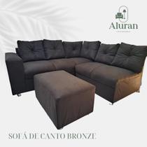 Sofa de canto com Puff Bronze 200 x 180 - Aluran