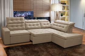 Sofá de Canto Confortable Retrátil e Reclinável 2,80 x 2,20 Cinza 1 Tok Estofados.