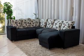sofa de canto de parede suede preto cancun