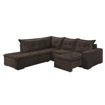 Sofá de Canto Denver 5 Lugares Retrátil Suede 197cm X 226cm Aifos Cor Marrom