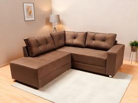 Sofá De Canto Elantra Pequeno Bom Descanso Veludinho Marrom