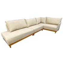 Sofá de Canto Eros em Linho 7 Lugares com Chaise Luxury Cor Bege Sofá de Canto Eros em Linho 7 Lugares com Chaise Luxury Cor Bege