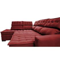 Sofá de Canto Esquerdo 2,65x2,30m Retrátil e Reclinável com Molas Ensacada Cama inBox Nobre Vermelho