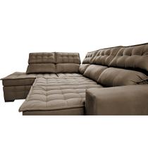 Sofá de Canto Esquerdo 2,65x2,30m Retrátil e Reclinável com Molas Ensacadas Cama inBox Nobre Castor