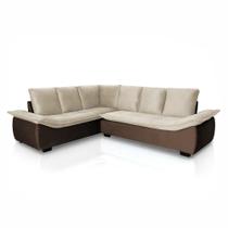 Sofá de Canto Hellen Alphaville Plus 6 lugares braço divã formato de L” Bege Marrom