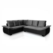 Sofá de Canto Hellen Alphaville Plus 6 lugares braço divã formato de L” Grafite Preto