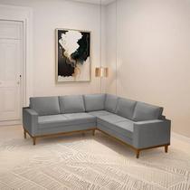 Sofá De Canto Living 5 Lug. Toronto Com Base Retro - Veludo Cinza