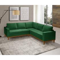 Sofá De Canto Living 5 Lug. Toronto Com Base Retro - Veludo Verde