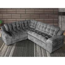 Sofá de canto Madrid Premium 2 metros por 2,45 Suede Velut Cinza Sofa na Web